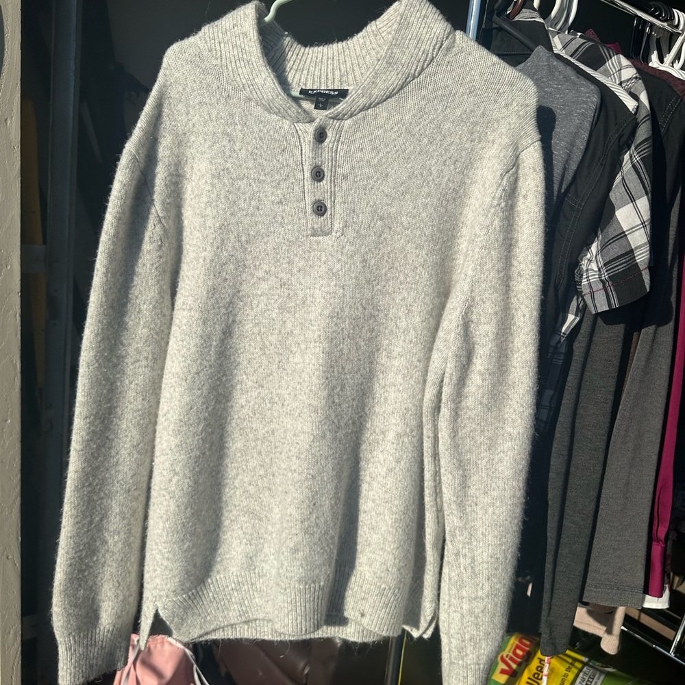 Express Gray Crewneck Sweater Soft Knit Timeless Design